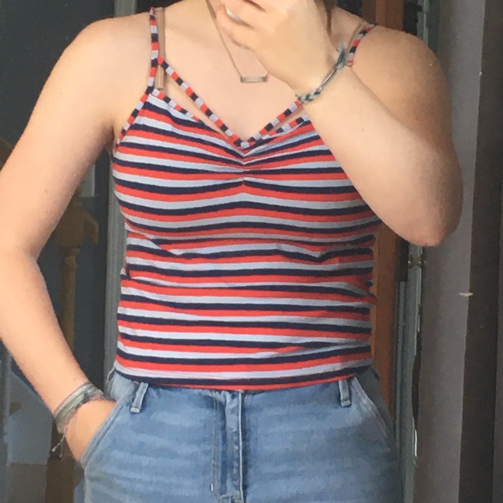 Striped cropped tank top